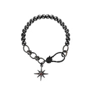 larissa sexy link stretch star bracelet gunmetal link chain with crystal star charm and stretch beaded back