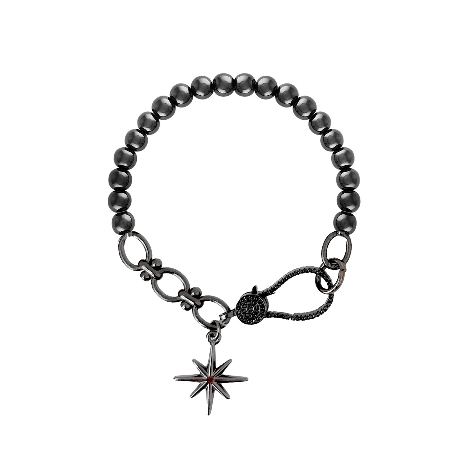 larissa sexy link stretch star bracelet gunmetal link chain with crystal star charm and stretch beaded back