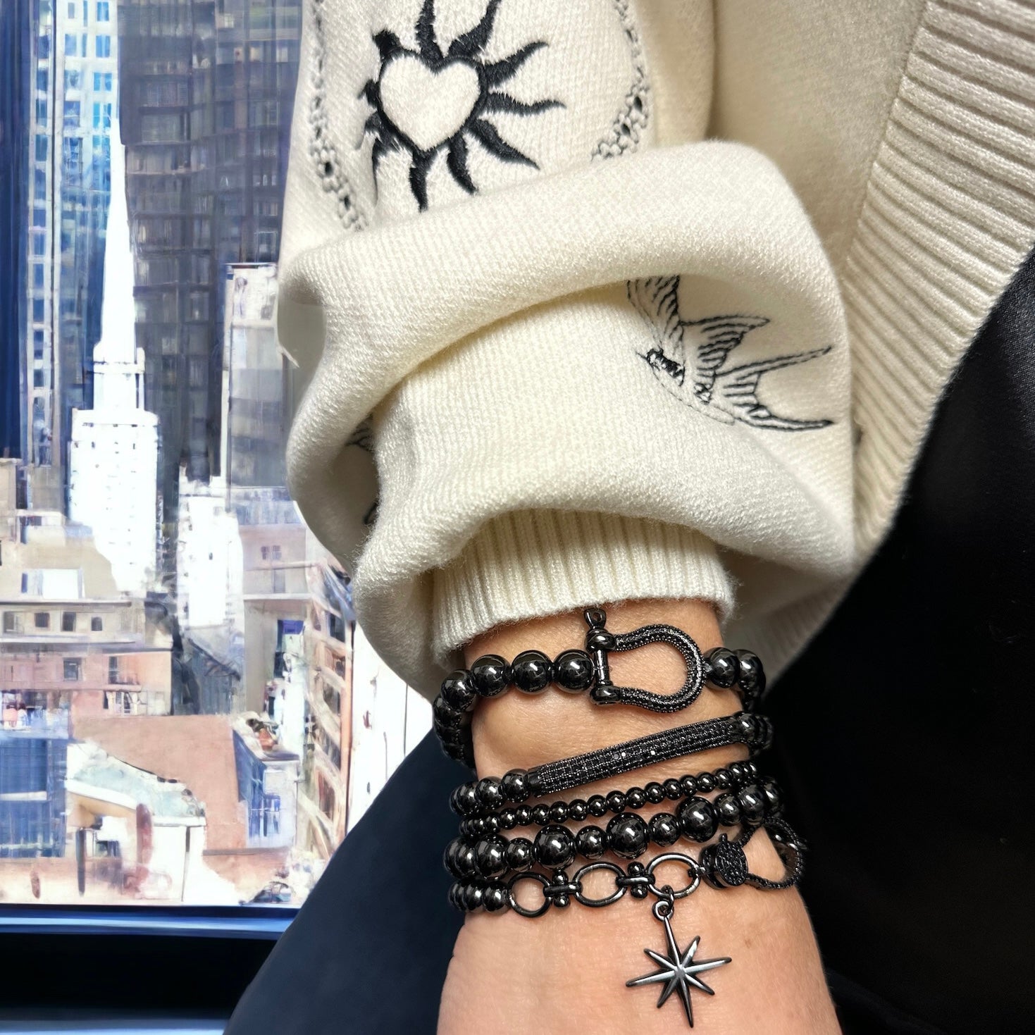 love lisa larissa sexy link stretch star bracelet on wrist stacked bracelets with crystal star charm