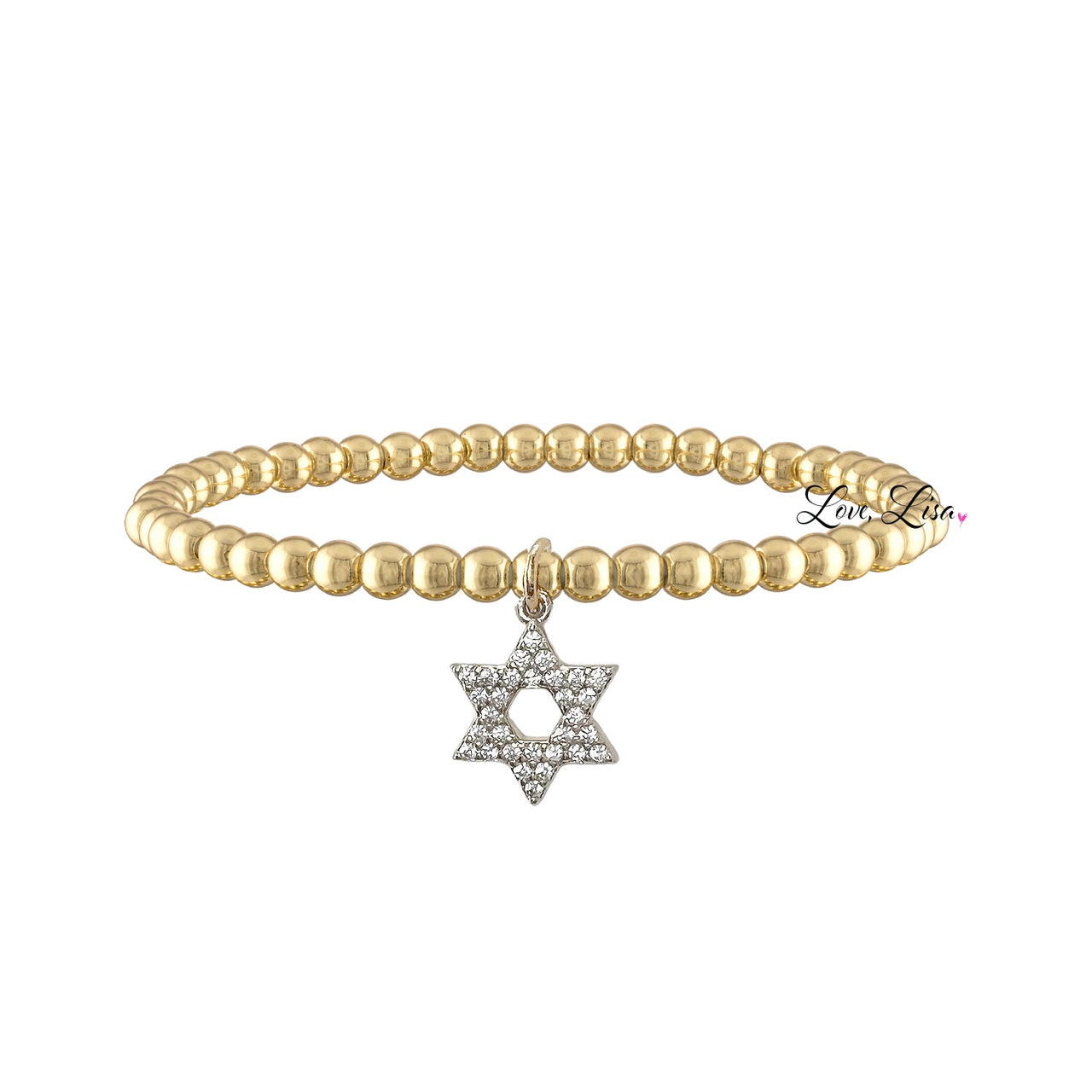 laurie star of david bracelet gold silver mixed brass beads with pave star of david charm