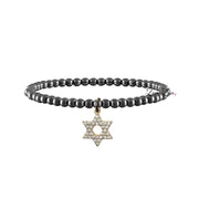 laurie star of david bracelet gunmetal brass beaded bracelet with pave star of david charm