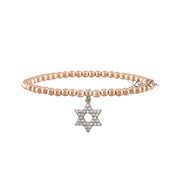laurie star of david bracelet rose gold brass beaded bracelet with pave star of david charm