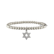 laurie star of david bracelet silver brass beaded bracelet with pave star of david charm
