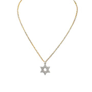 laurie star of david cz necklace gold silver mixed chain with cz star of david pendant