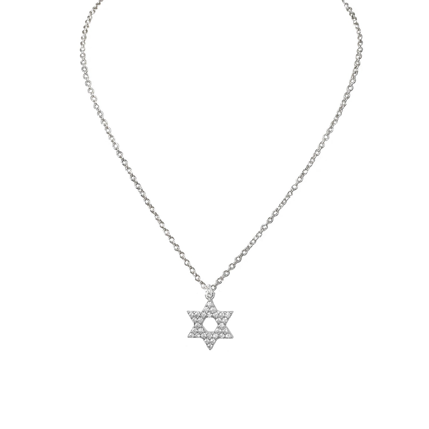 laurie star of david cz necklace silver chain with cz star of david pendant