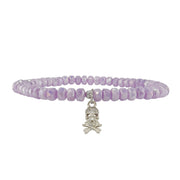 Love Lisa irresistible skull stretch anklet soft lavender faceted gemstone beaded anklet with gold skull charm
