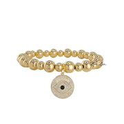 lena mosaic evil eye charm bracelet gold beads with ivory mosaic evil eye charm