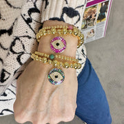love lisa lena mosaic evil eye charm bracelet stack on wrist gold beaded evil eye bracelets in assorted colors