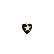 love lisa leslie starlit glowing enamel heart charm black enamel heart with white star and gold edge