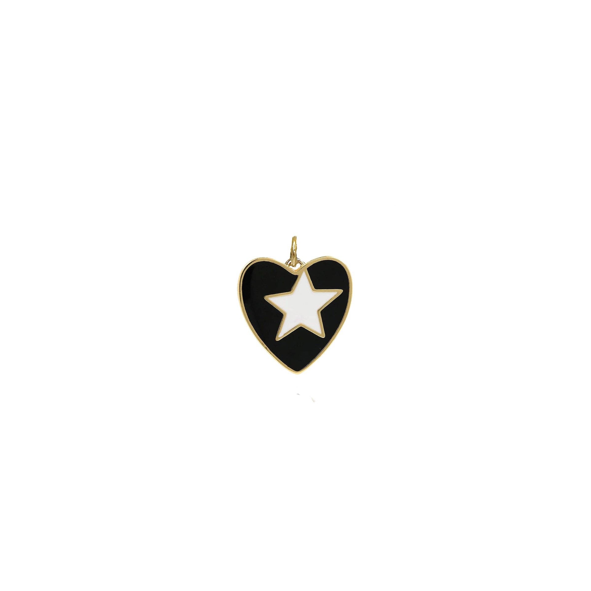 love lisa leslie starlit glowing enamel heart charm black enamel heart with white star and gold edge