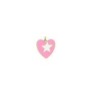 leslie starlit glowing enamel heart charm pink enamel heart with white star and gold edge