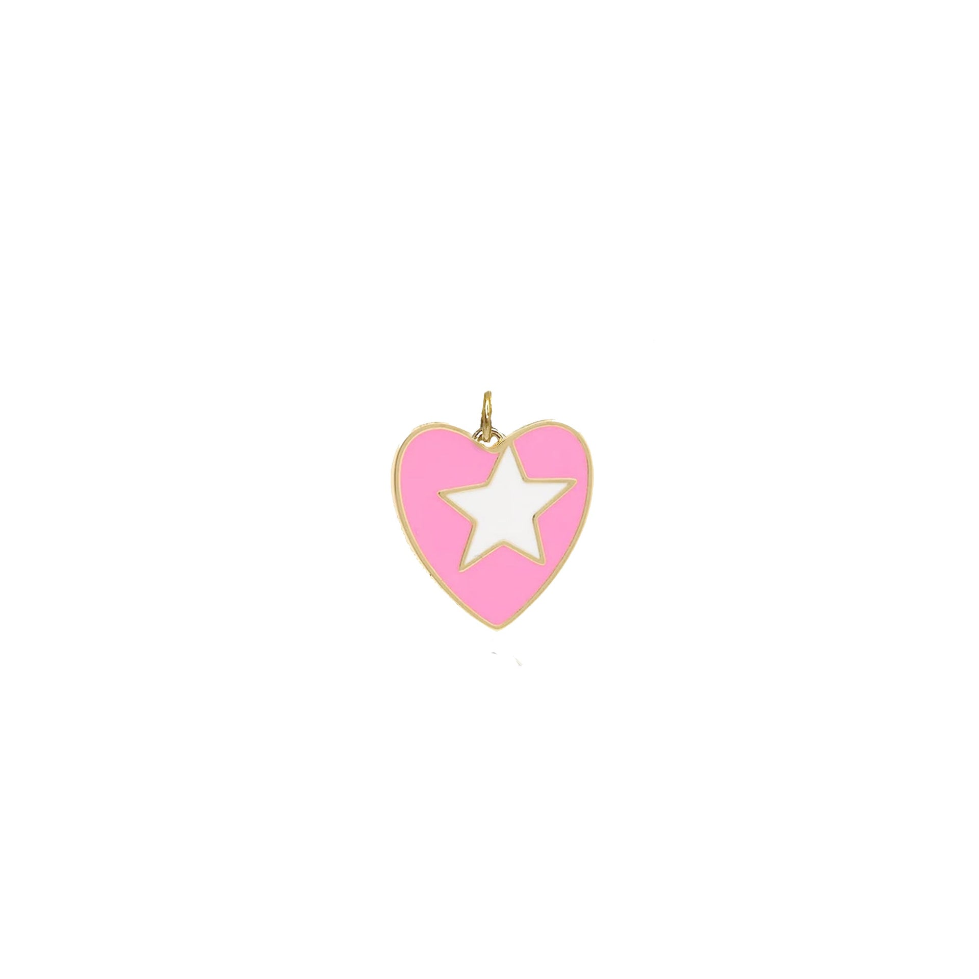 leslie starlit glowing enamel heart charm pink enamel heart with white star and gold edge