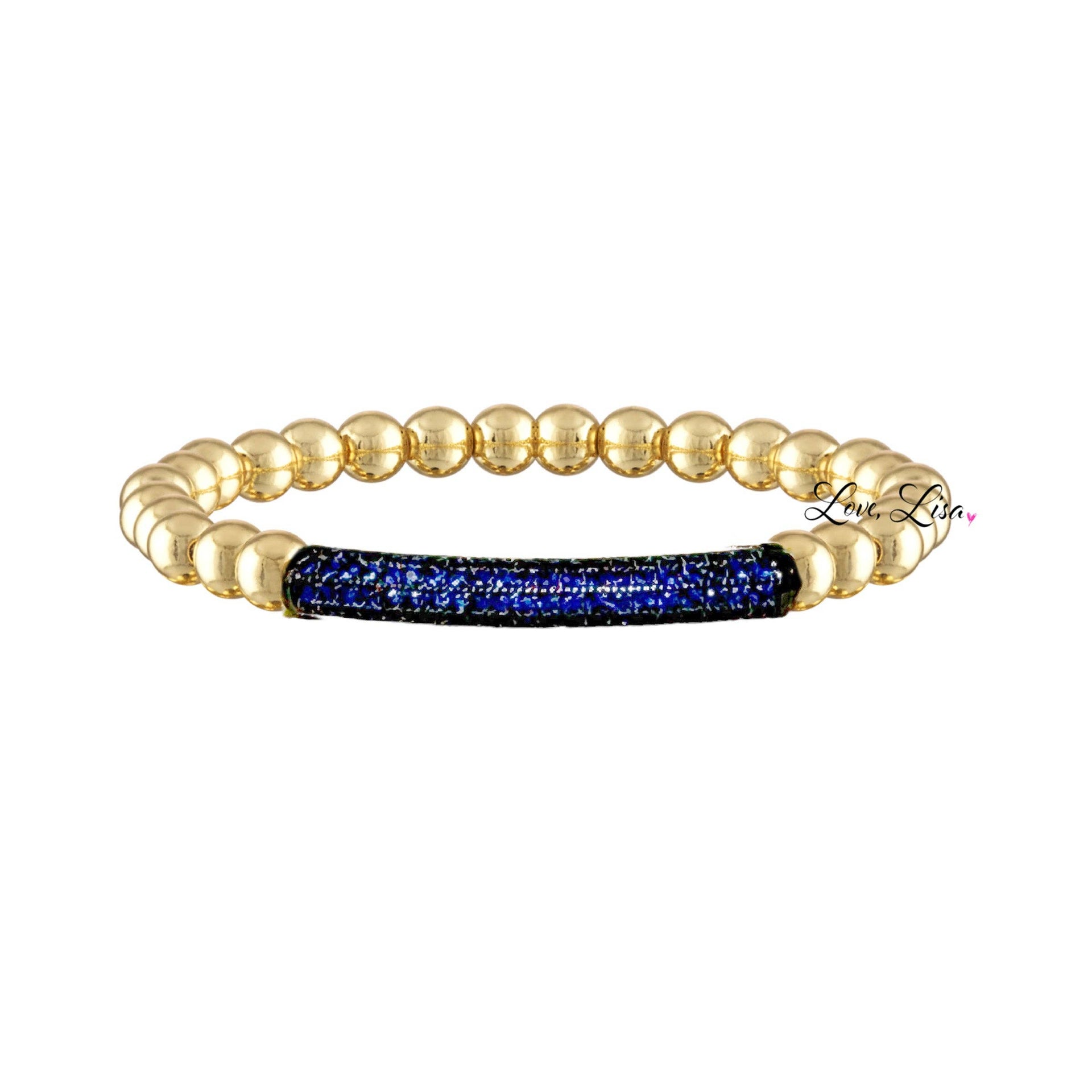 lexi colorful bar bracelet blue pave bar gold beads