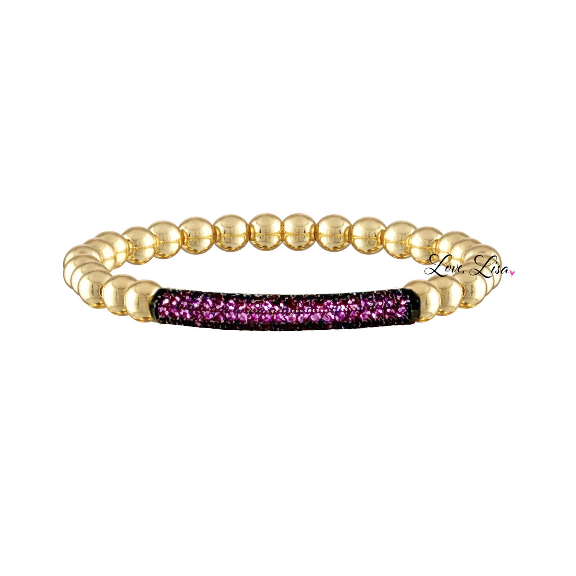 lexi colorful bar bracelet pink pave bar gold beads