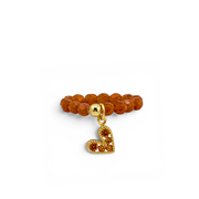 Lexi Slanted Heart Crystal Stretch Ring in orange with faceted crystal beads and pavé heart charm