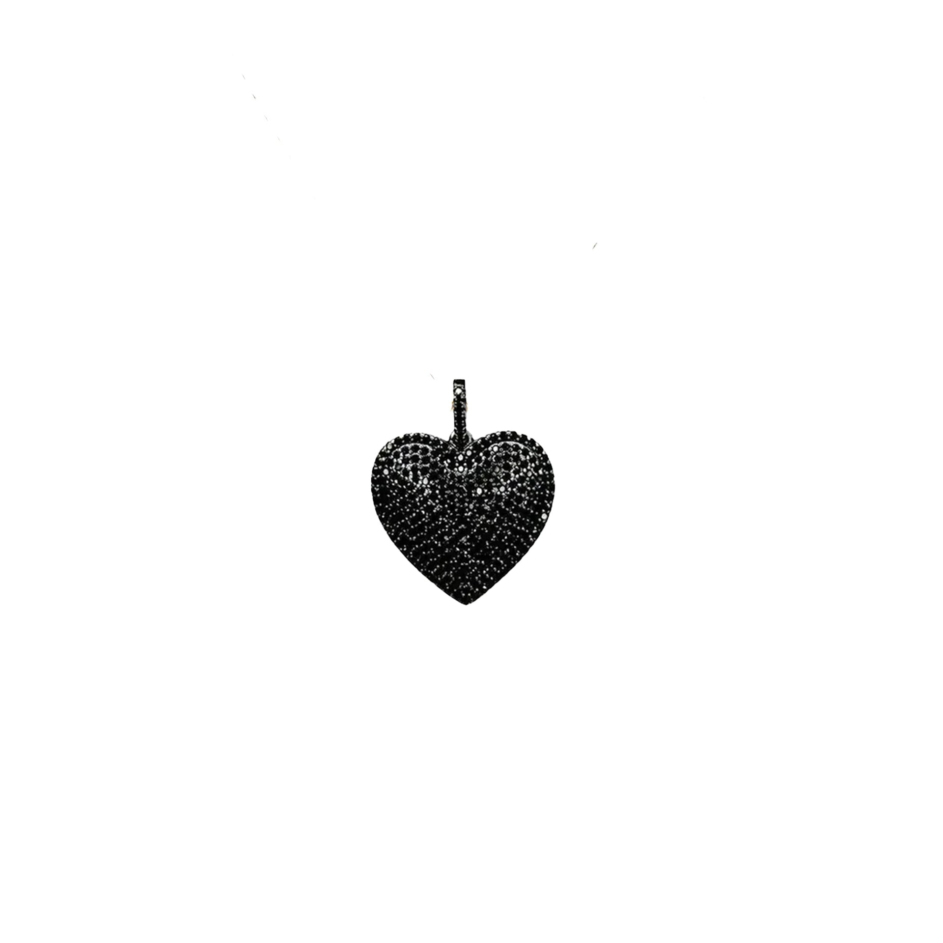 Black pavé crystal heart charm with bold dimensional shape