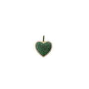 Vibrant green crystal heart charm with a dimensional puffed shape