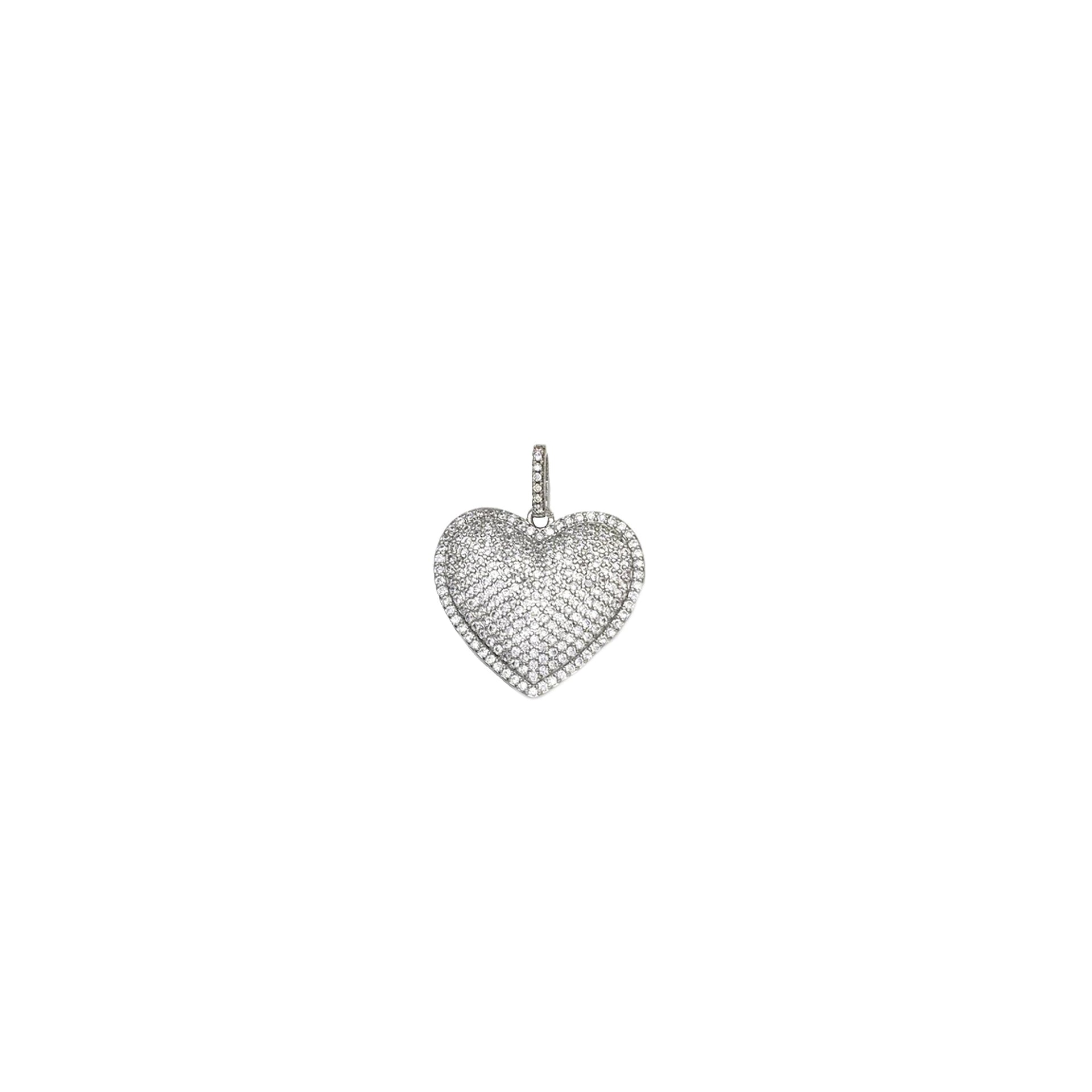 Sleek silver heart pendant with 3-D sparkle
