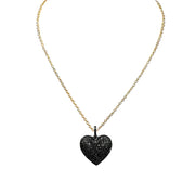 lila diamond heart necklace in black variant with gold chain and sparkling black cz heart pendant