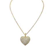lila diamond heart necklace featuring  gold tones with clear cz heart pendant on gold chain