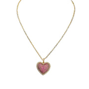 love lisa lila diamond heart necklace in pink with gold chain and pink cz heart pendant