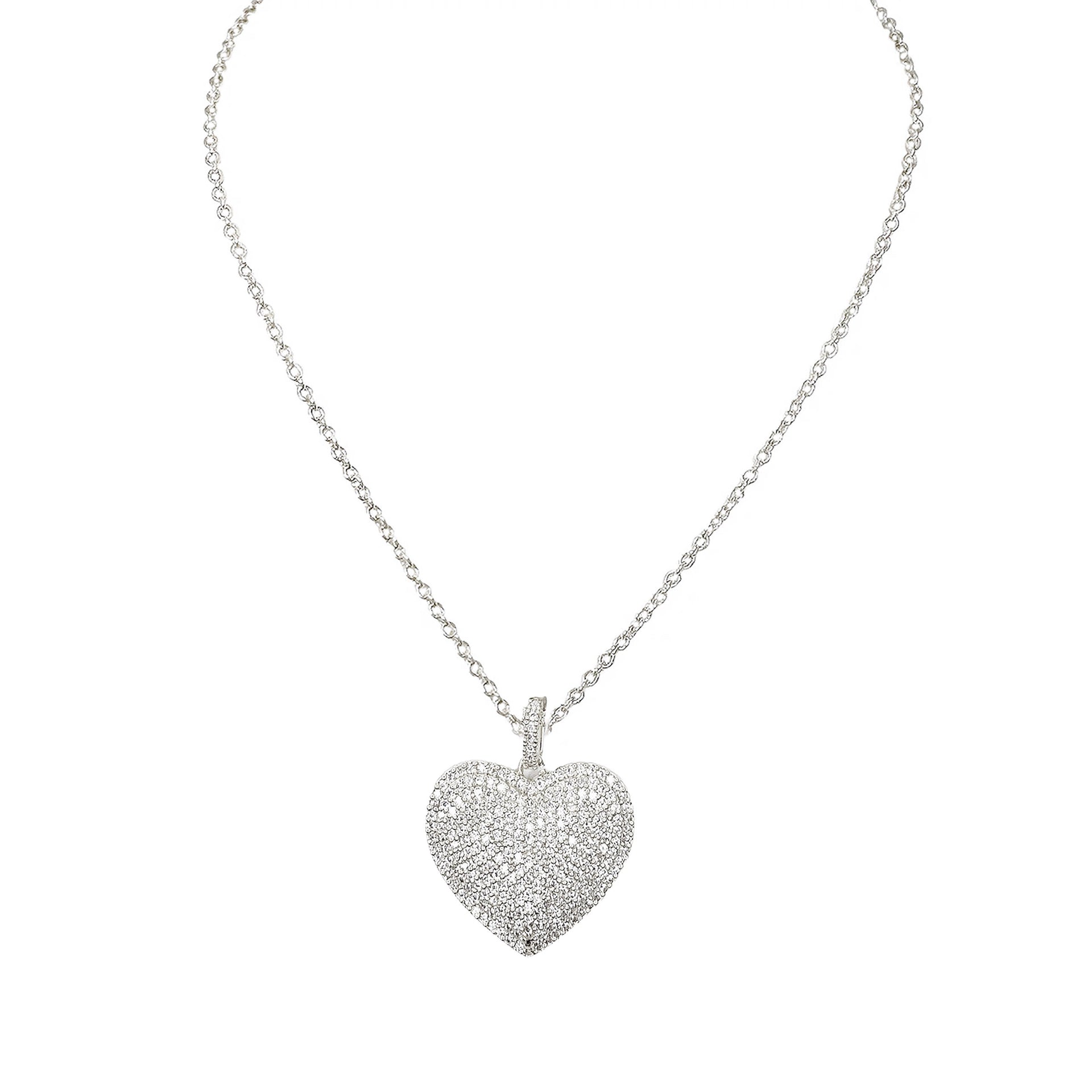 lila diamond heart necklace in silver variant with clear cz heart charm on silver chain