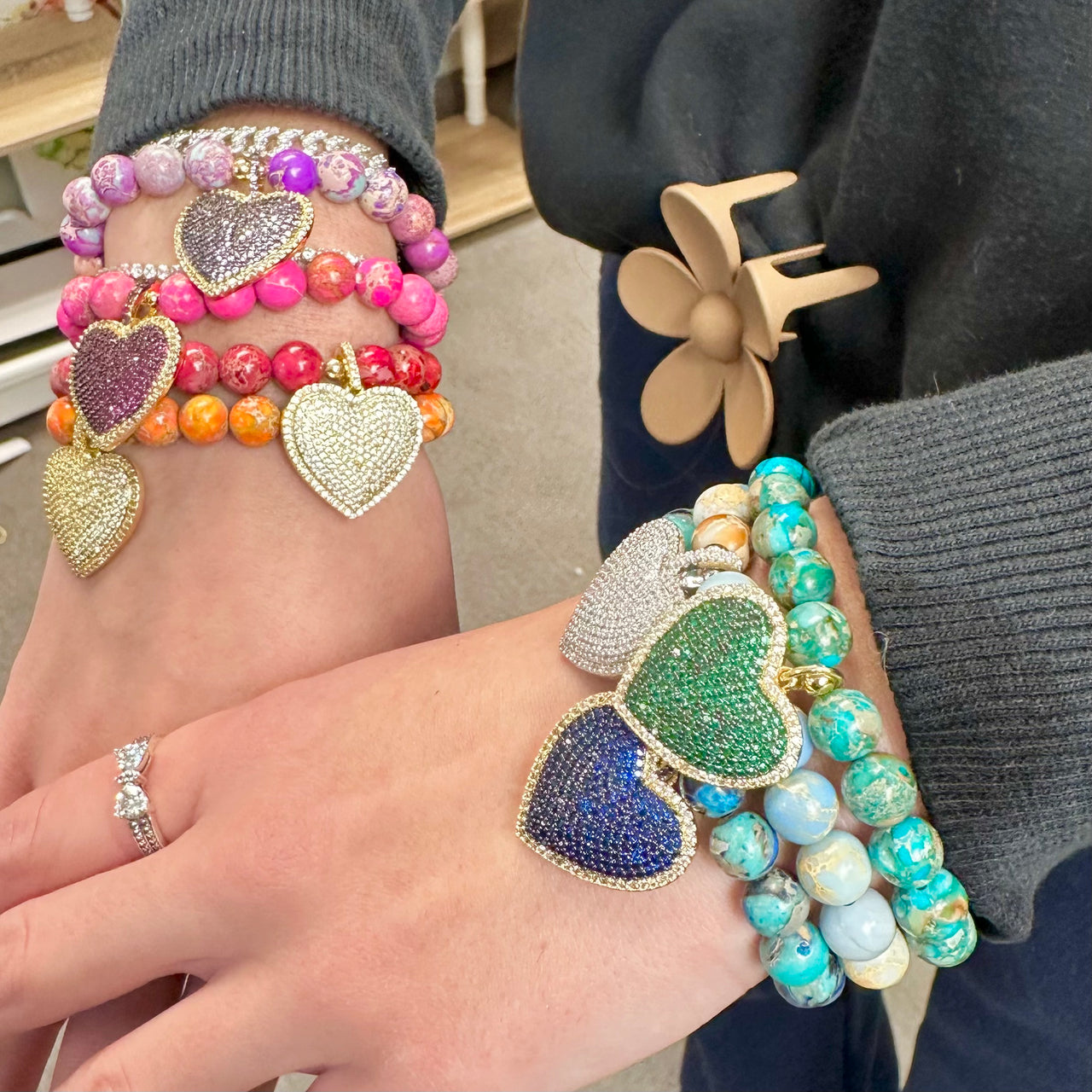 Love Lisa Lila Luxe Heart Gemstone Bracelet on model

