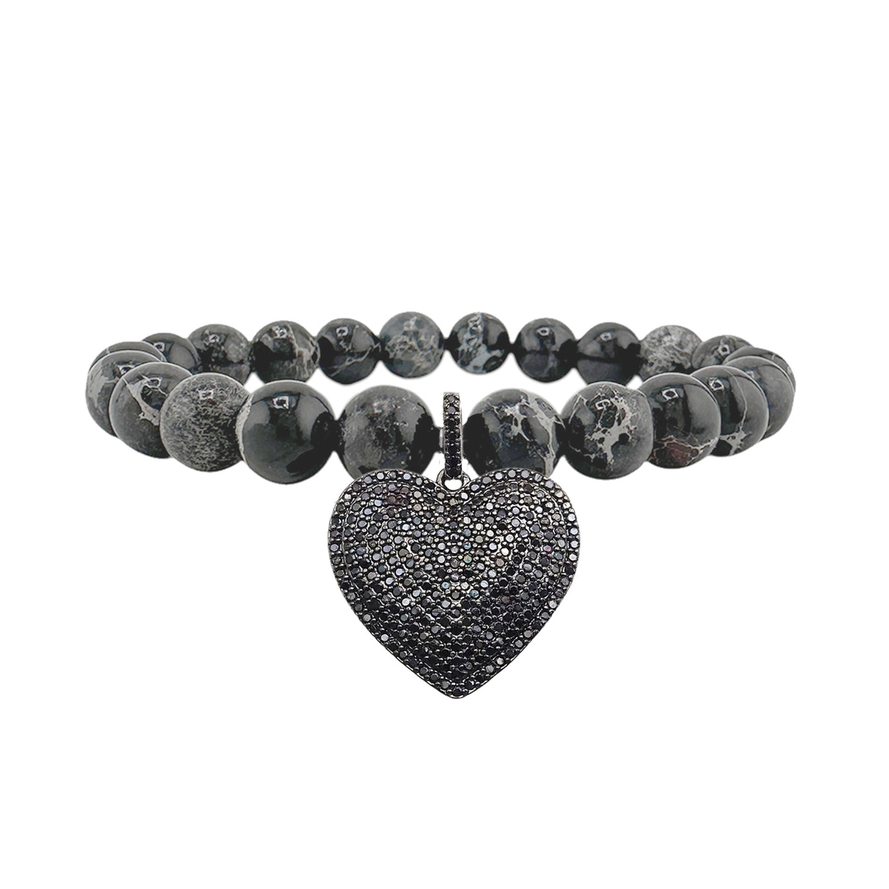 Love Lisa Lila Luxe Heart of Jasper Gray Gemstone Bracelet