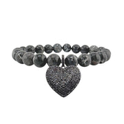 Love Lisa Lila Luxe Heart of Jasper Gray Gemstone Bracelet