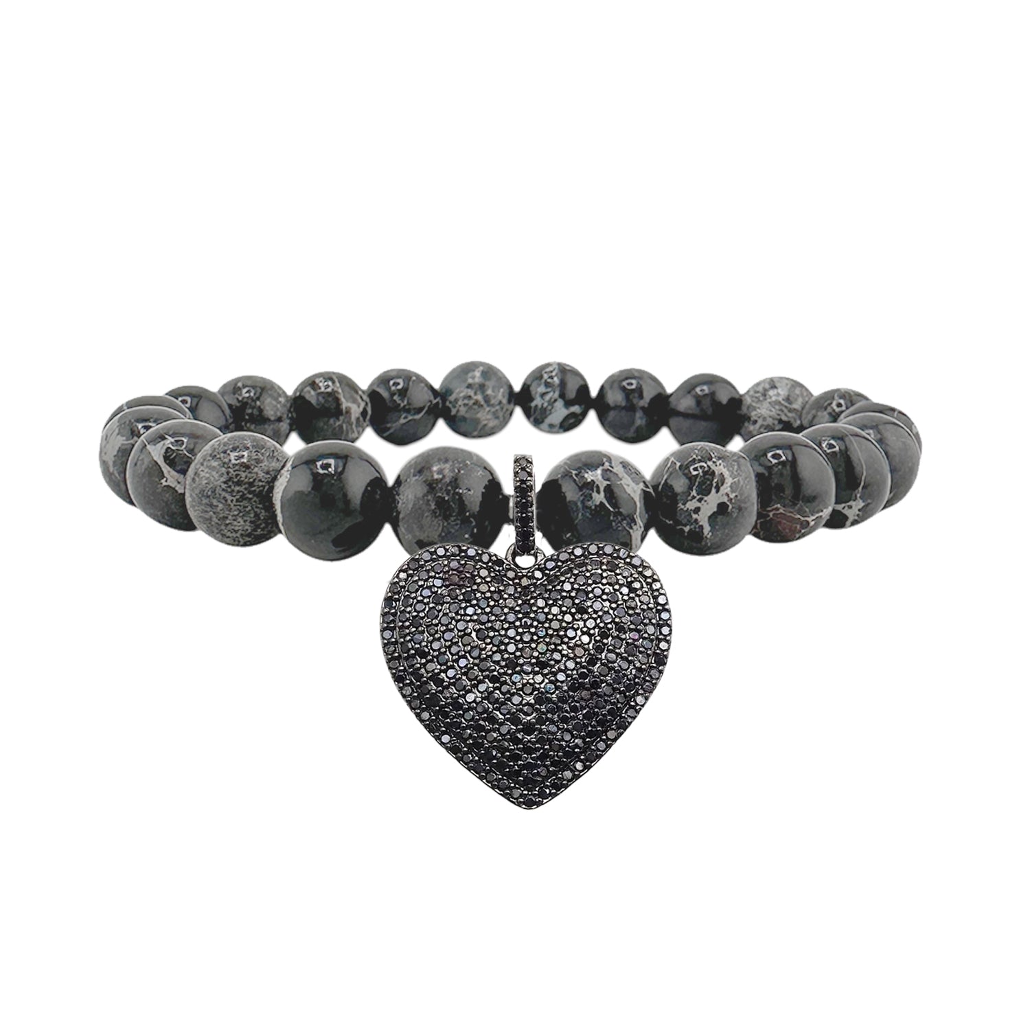 Love Lisa Lila Luxe Heart of Jasper Gray Gemstone Bracelet