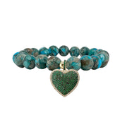 Green Jasper Heart of Jasper Gemstone Bracelet