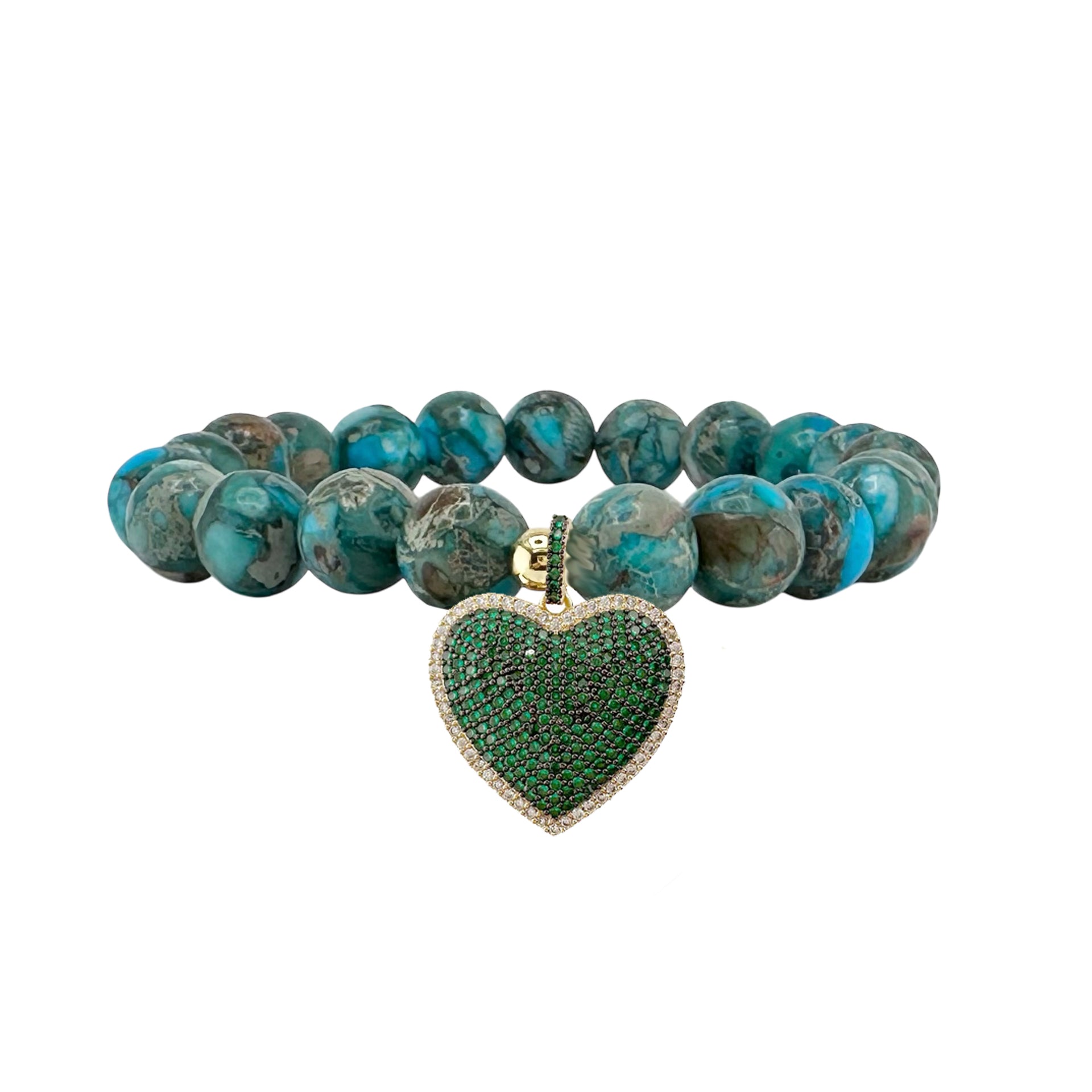 Green Jasper Heart of Jasper Gemstone Bracelet