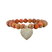 Orange Jasper Heart of Jasper Gemstone Bracelet
