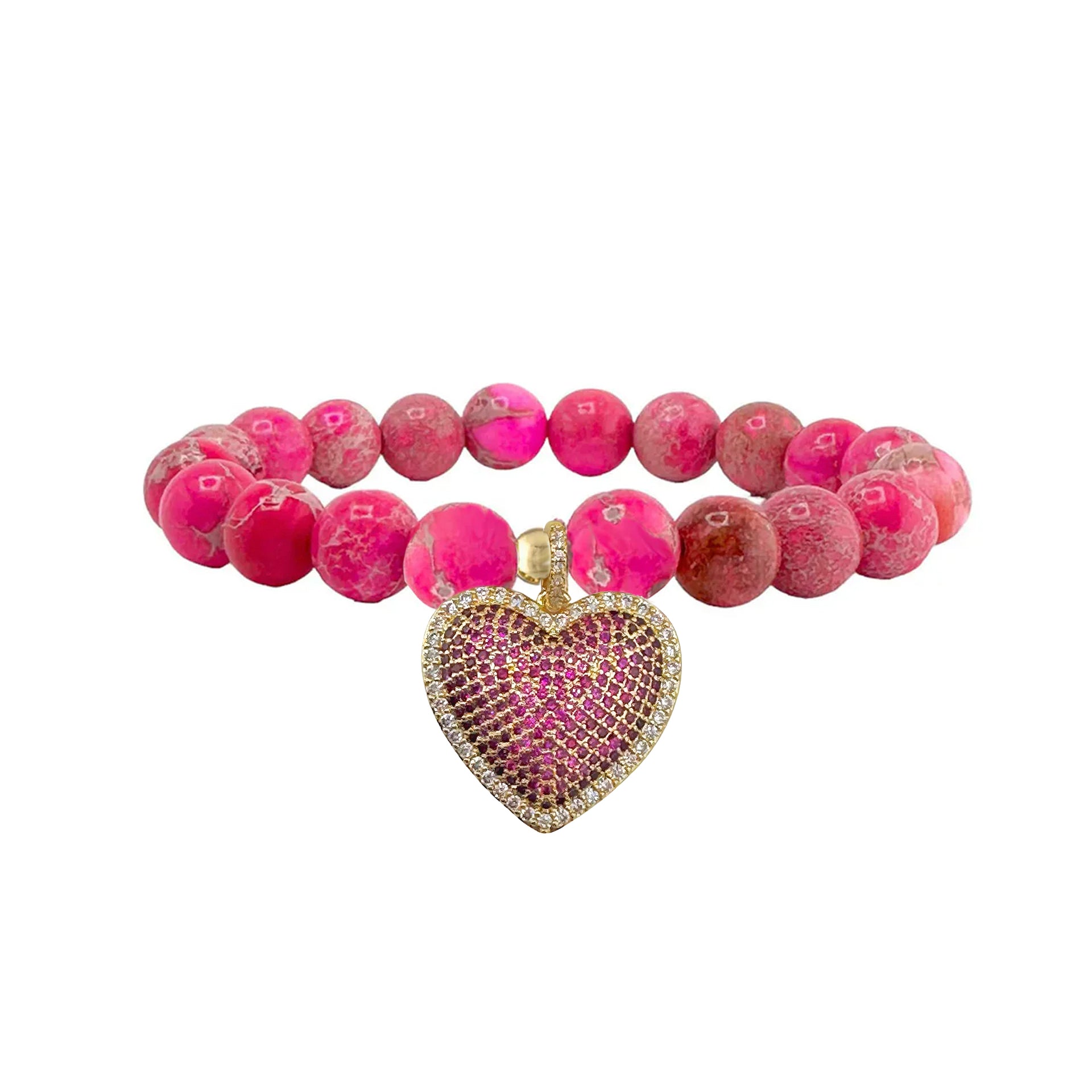 Pink Jasper Heart of Jasper Gemstone Bracelet
