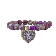 Purple Jasper Heart of Jasper Gemstone Bracelet