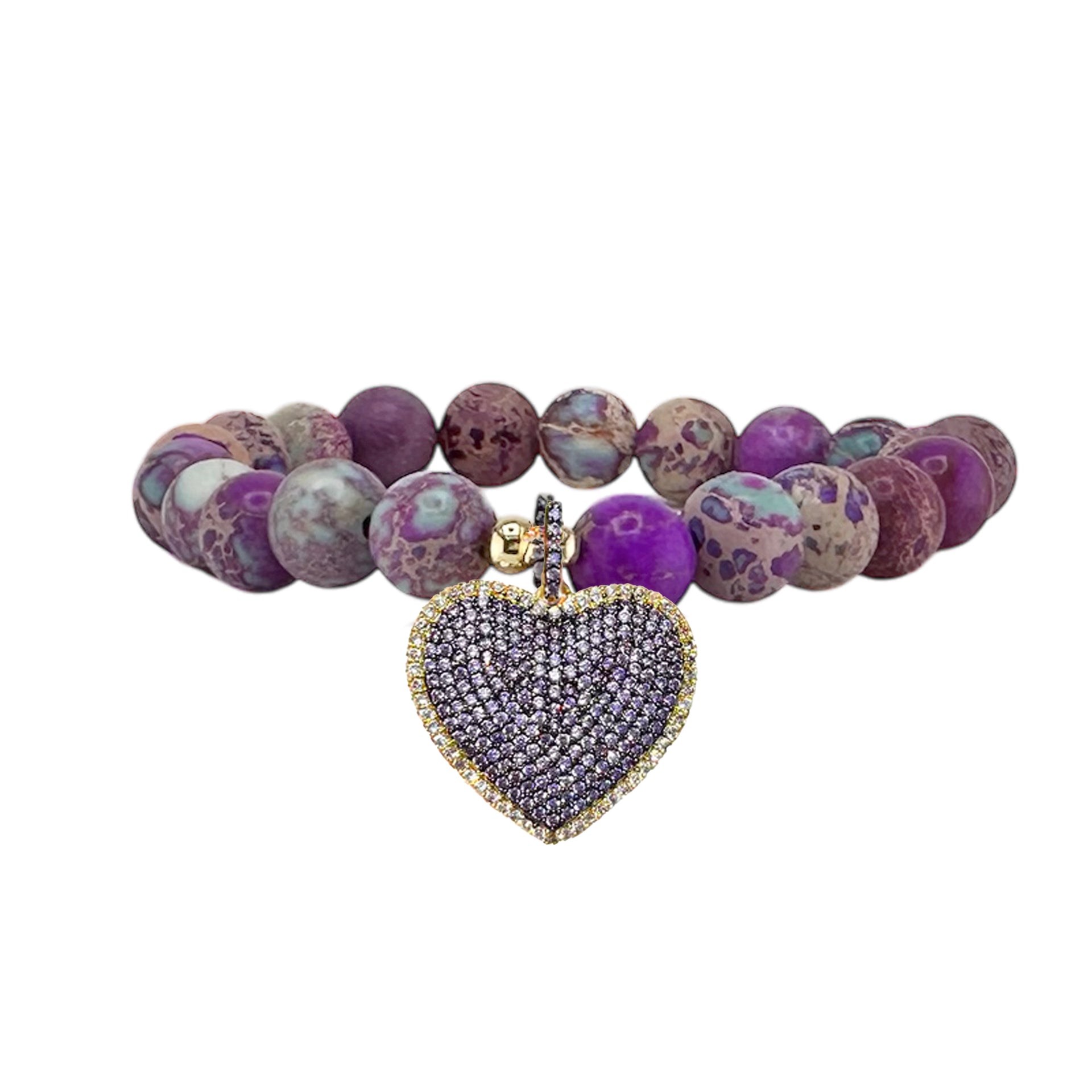 Purple Jasper Heart of Jasper Gemstone Bracelet