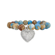 Sand Blue Jasper Heart of Jasper Gemstone Bracelet