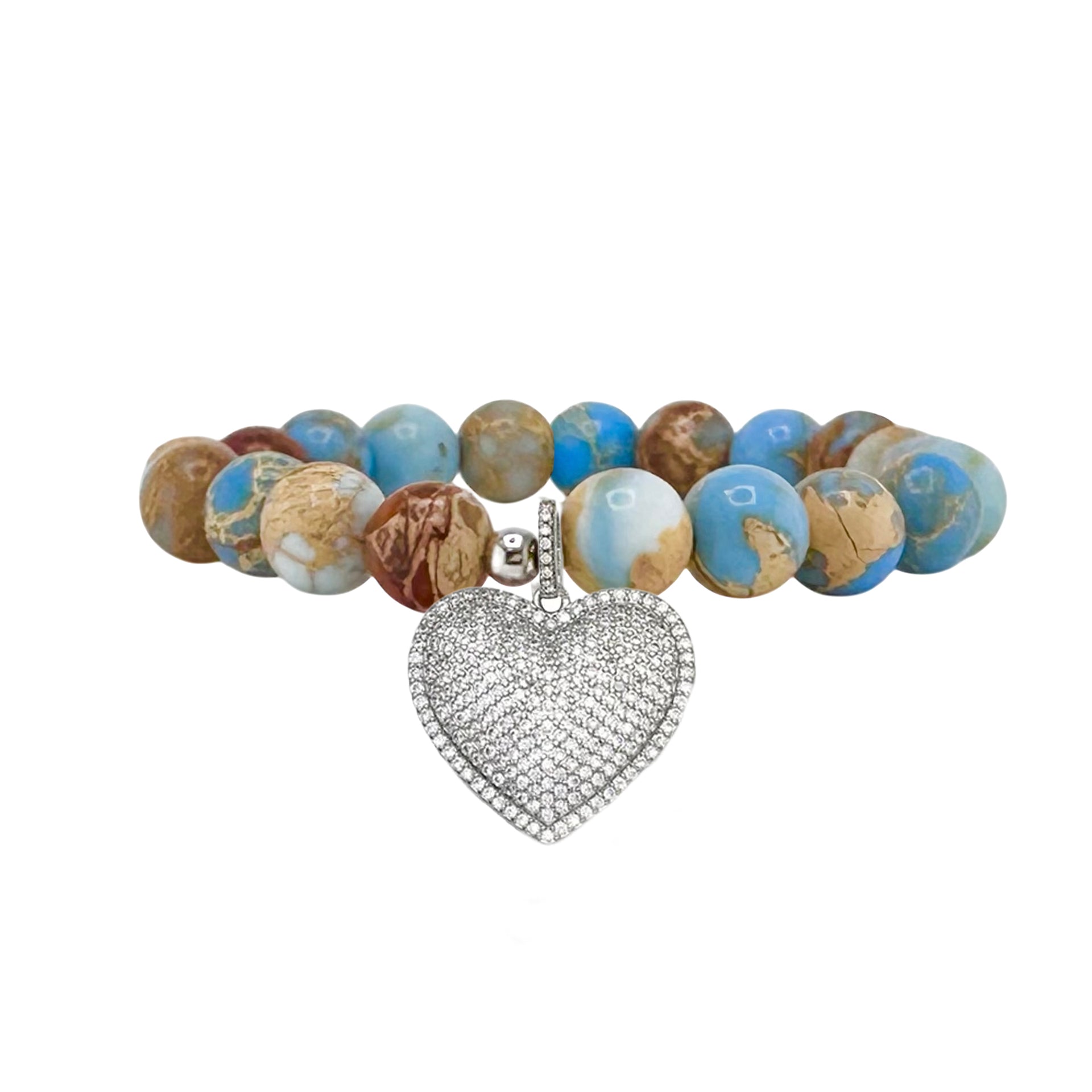 Sand Blue Jasper Heart of Jasper Gemstone Bracelet