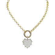 lindsay cz heart link necklace in gold with sparkling pave charm in silver by love lisa