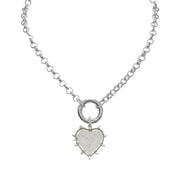 lindsay cz heart link necklace in silver with sparkling pave charm by love lisa