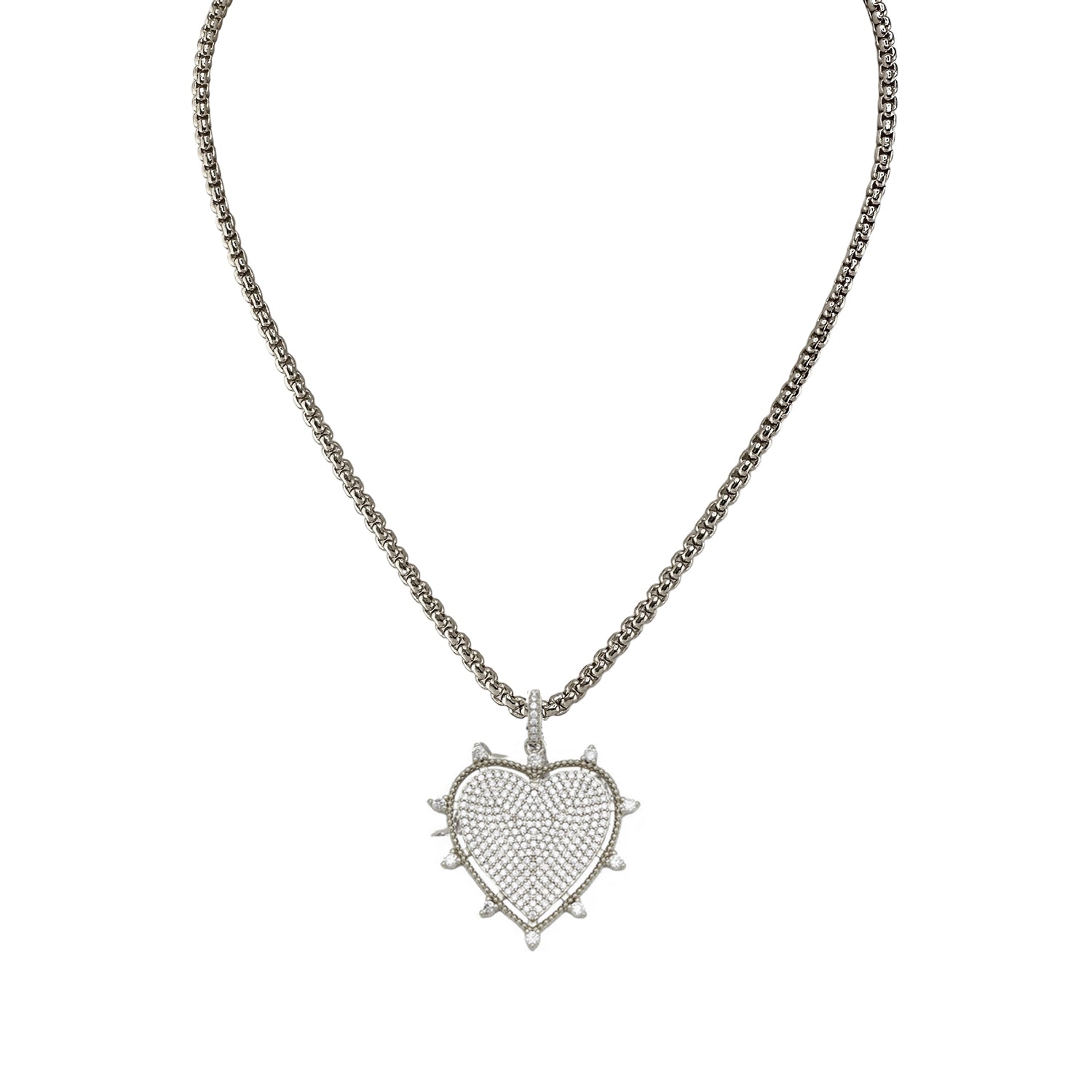 Love Lisa Lindsay Heart Box Link Necklace in silver