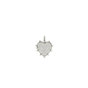 silver pave cz heart pendant with full crystal detailing on white background