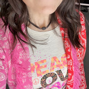 Love Lisa gunmetal magnetic pave choker necklace shown on model modern dark chain jewelry styling