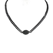Love Lisa gunmetal magnetic pave choker necklace with black crystal clasp dark metallic chain style for women