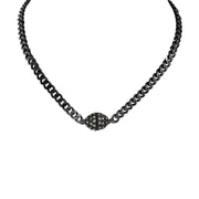 Love Lisa gunmetal magnetic pave choker necklace with crystal clasp dark metallic chain style for women