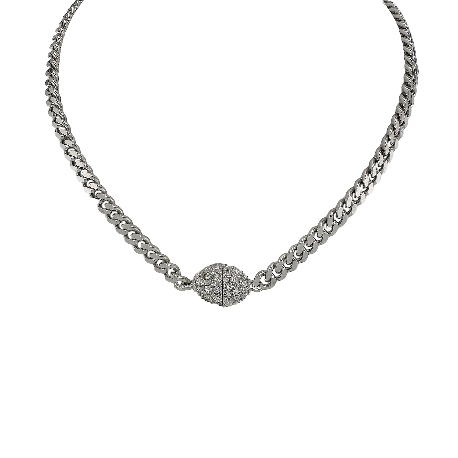 Love Lisa silver magnetic pave choker necklace with sparkling pave clasp elegant jewelry for women