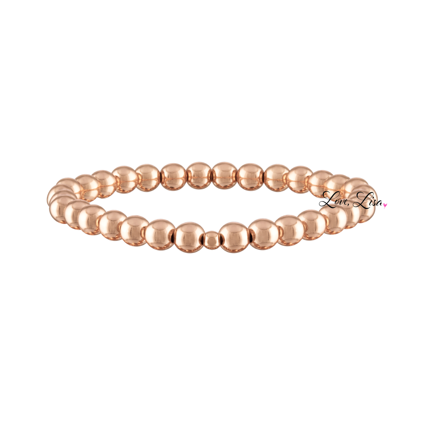 rose gold 6mm beaded stretch bracelet breast cancer awareness jewelry pink bead bracelet
