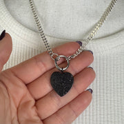 Gunmetal little heart charm with high-shine dark finish