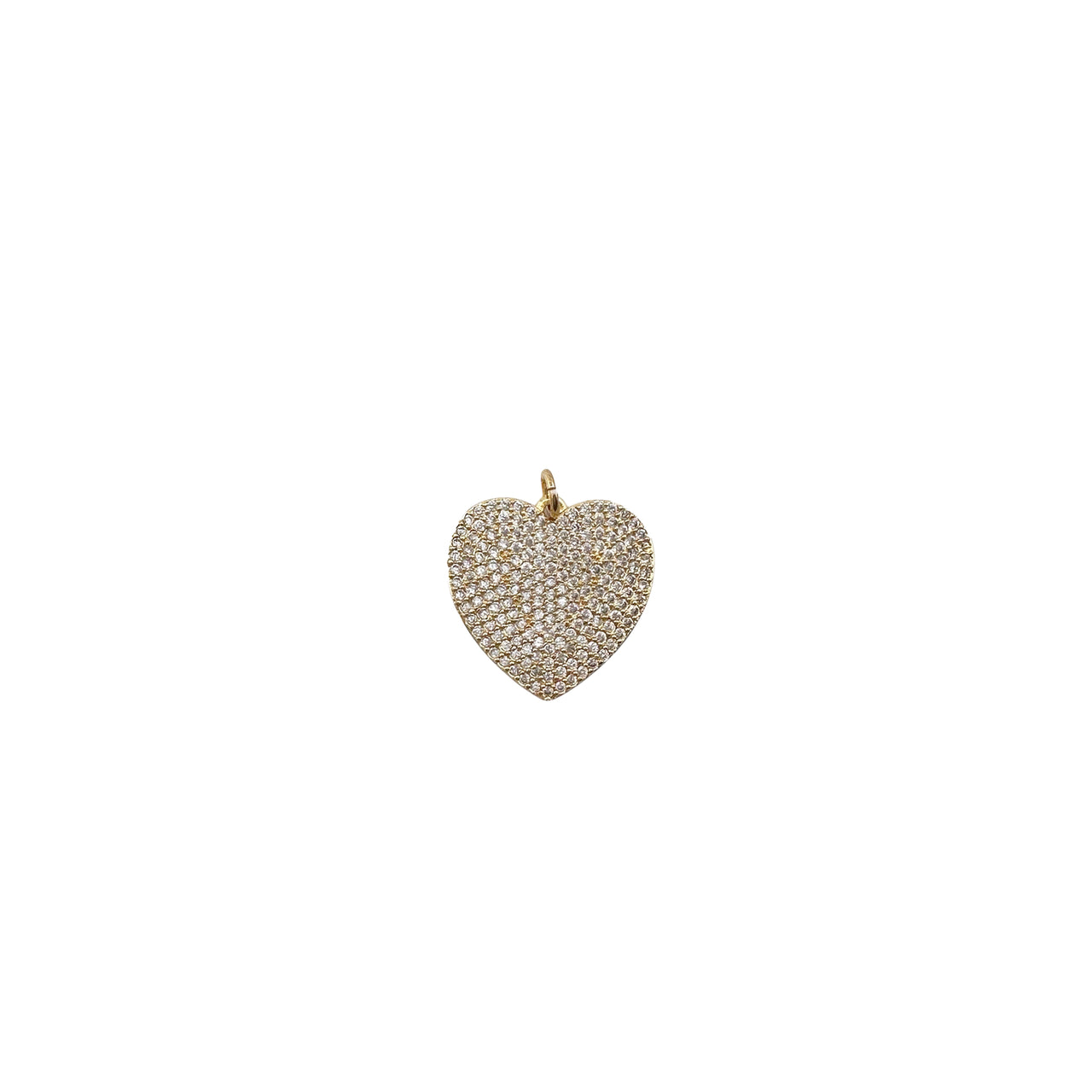 A heart-shaped charm with a high-shine pavé crystal finish, in rose gold color.