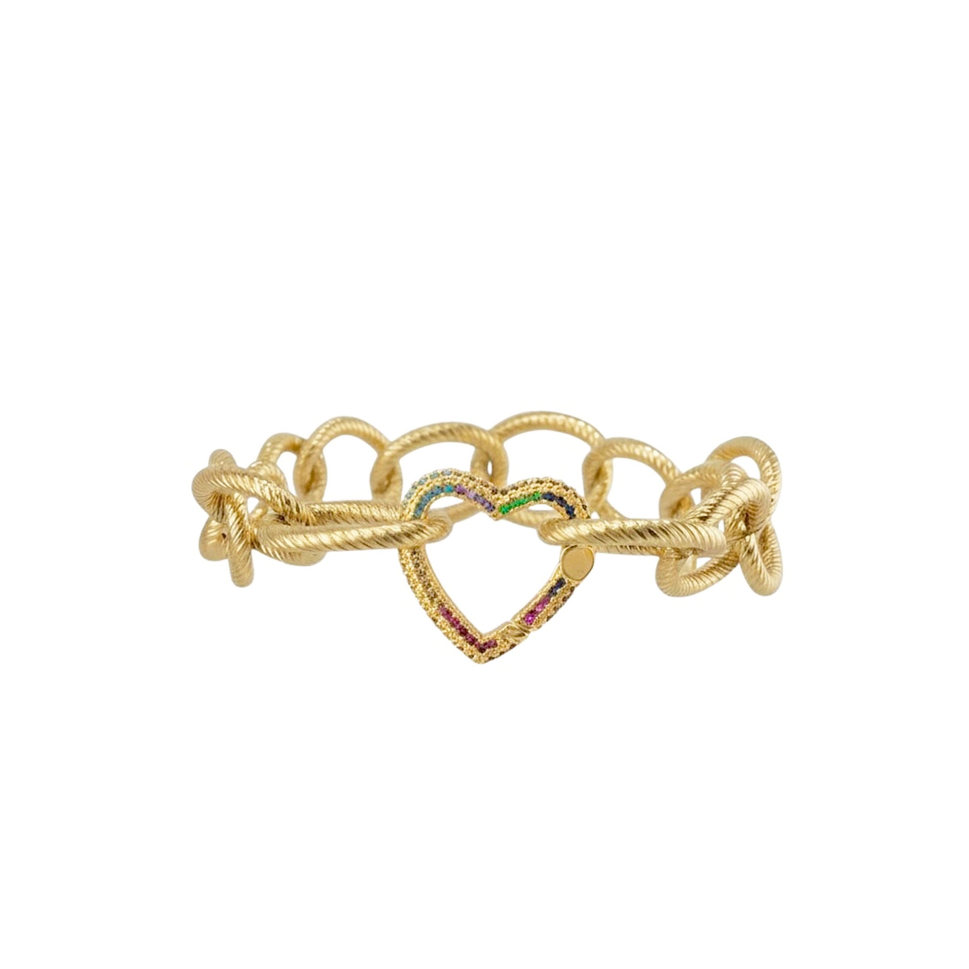 Love Lisa locked in love heart clasp bracelet gold with multi color  pavé heart clasp